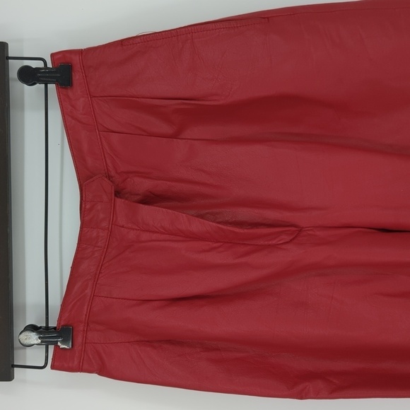 Women's West Bay Top Grain Genuine Leather Straight Leg Pant Red 10 western - Picture 3 of 12